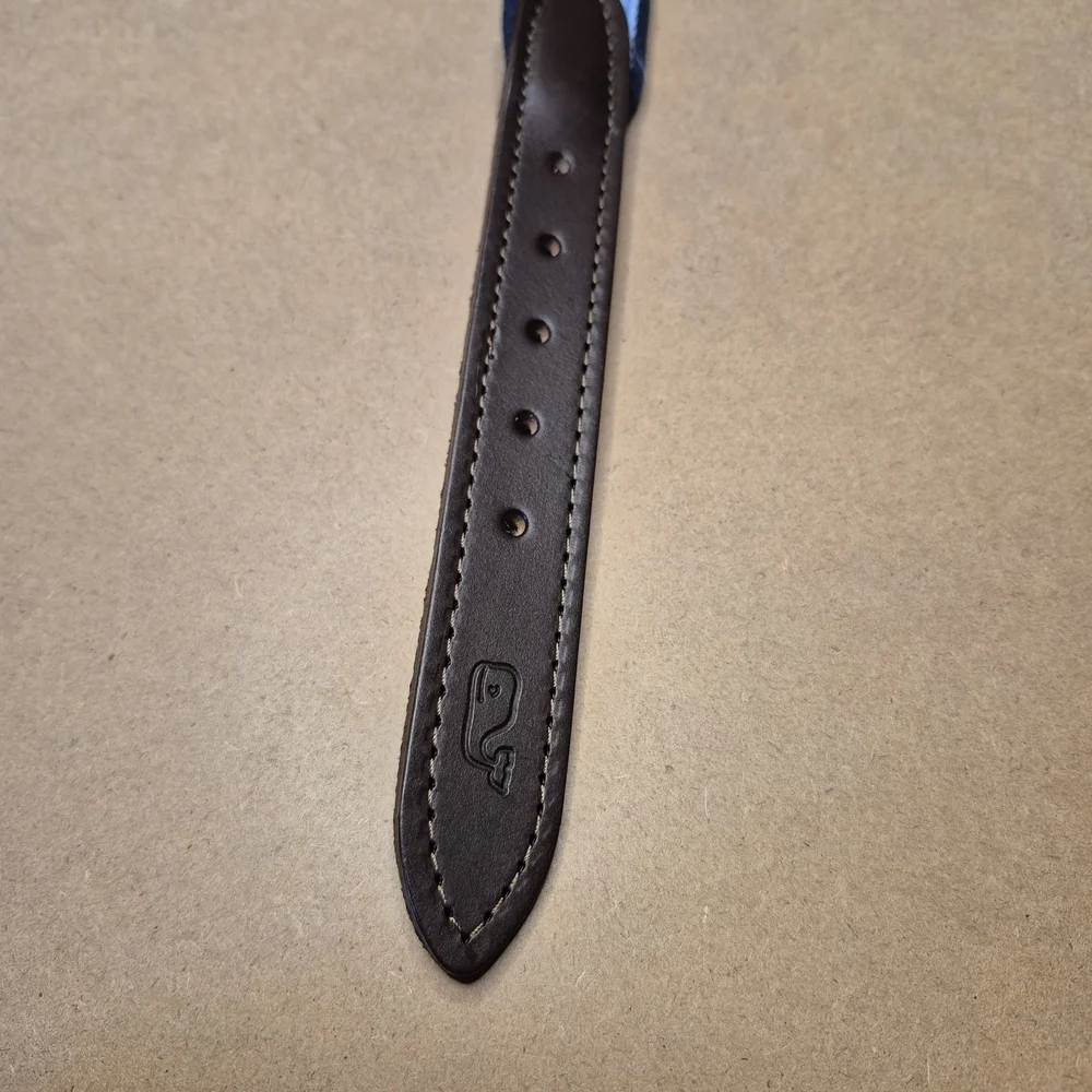Vineyard Vines Kids Blue and Brown Belt with Gold Buckle